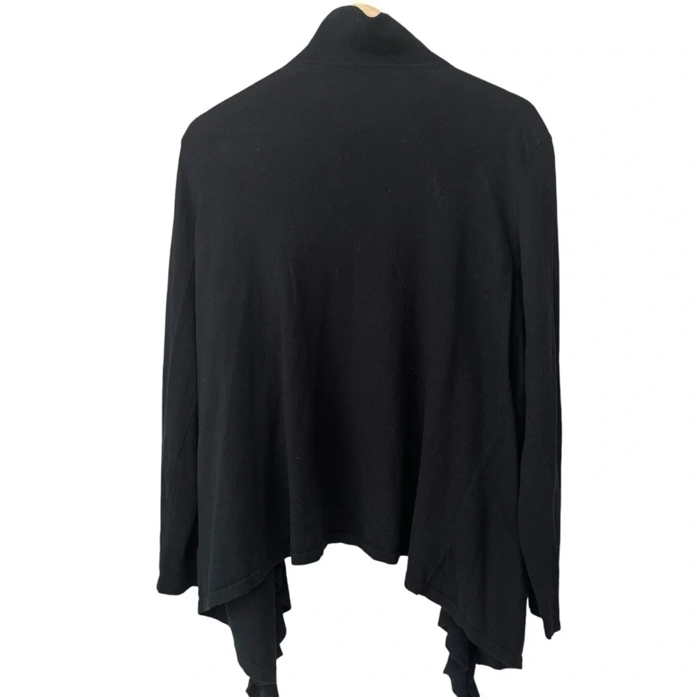 Talbots Black Ruffle Open Front Cardigan Sweater, M